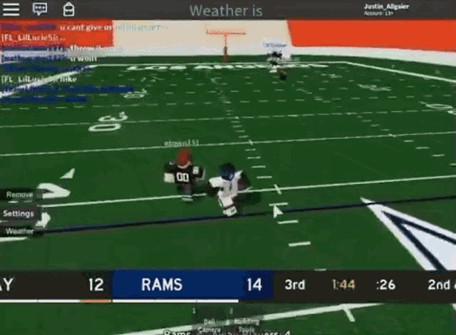 a football game is being played on a computer screen
