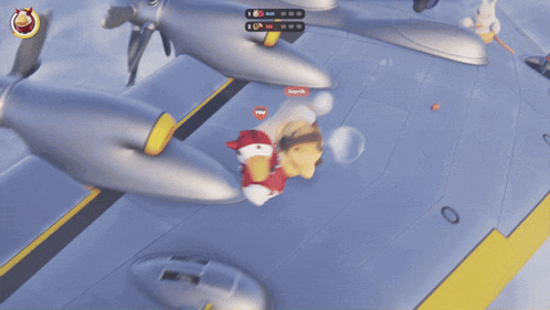 a screenshot of a video game shows a fox and a bear fighting each other