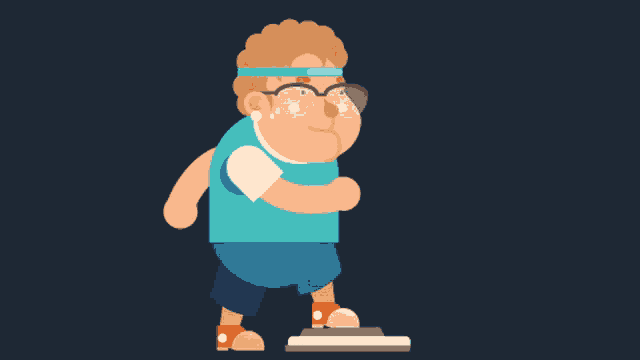 a cartoon of a man wearing glasses and a headband