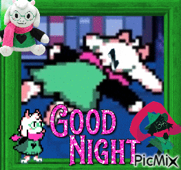 a picture of a video game character with the words good night