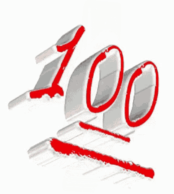 the number 100 is written in red letters