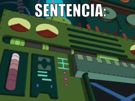 a cartoon drawing of a machine with the words sentencia written above it