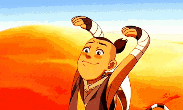 a cartoon of a boy with his arms outstretched