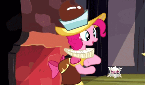 pinkie pie from my little pony is wearing a hat and scarf