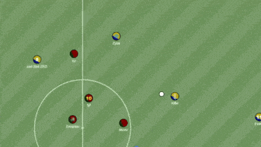 a soccer field with the words blue scores on the top