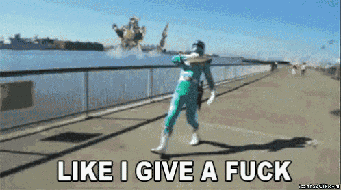 a green power ranger is dancing on a bridge with the words like i give a fuck