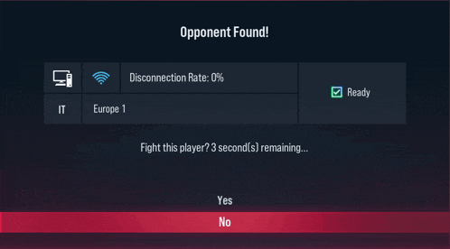 a screen that says " opponent found " and says " fight this player "
