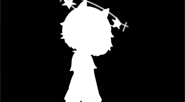a silhouette of a person with stars on their head .