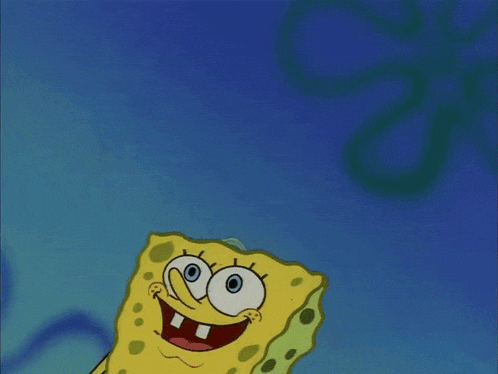 spongebob squarepants is flying through the air