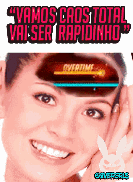 a picture of a woman with the words " vamos caos total vai ser rapidinho " above her