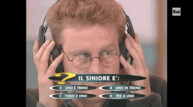 a man wearing headphones is playing a game called il sionario e '