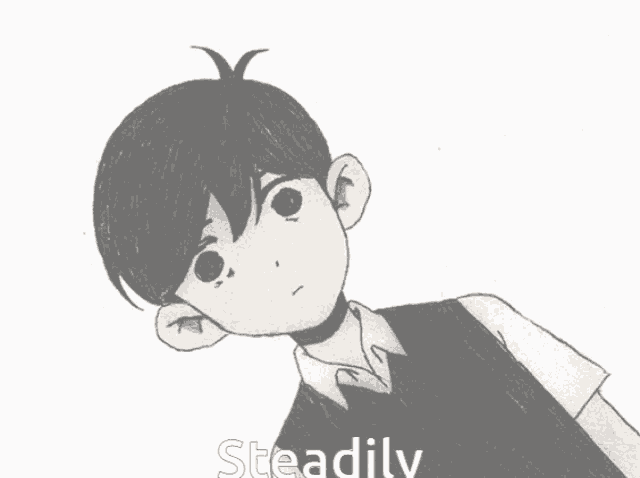 a drawing of a boy with the words steadily below him