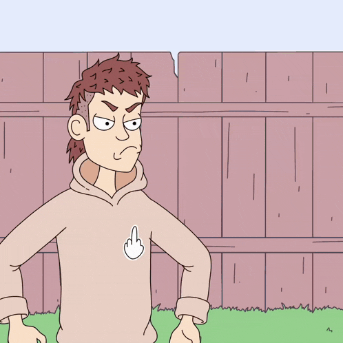a cartoon of a man giving a middle finger to another man