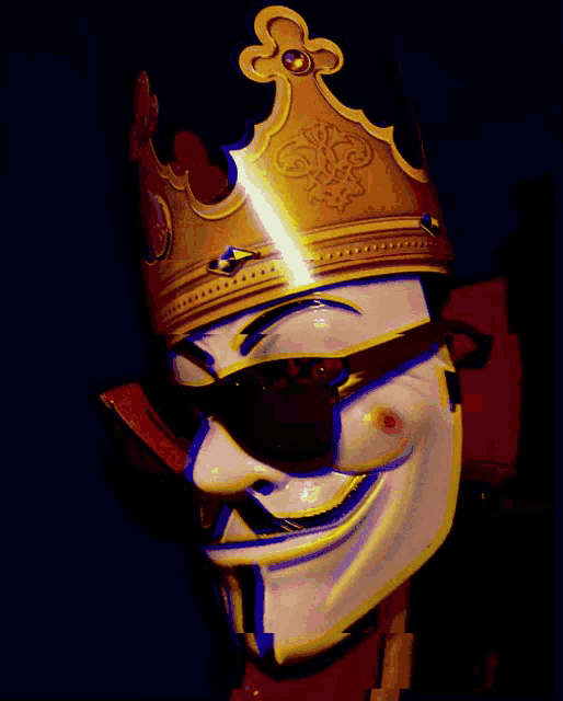 a 3d rendering of a man wearing a crown