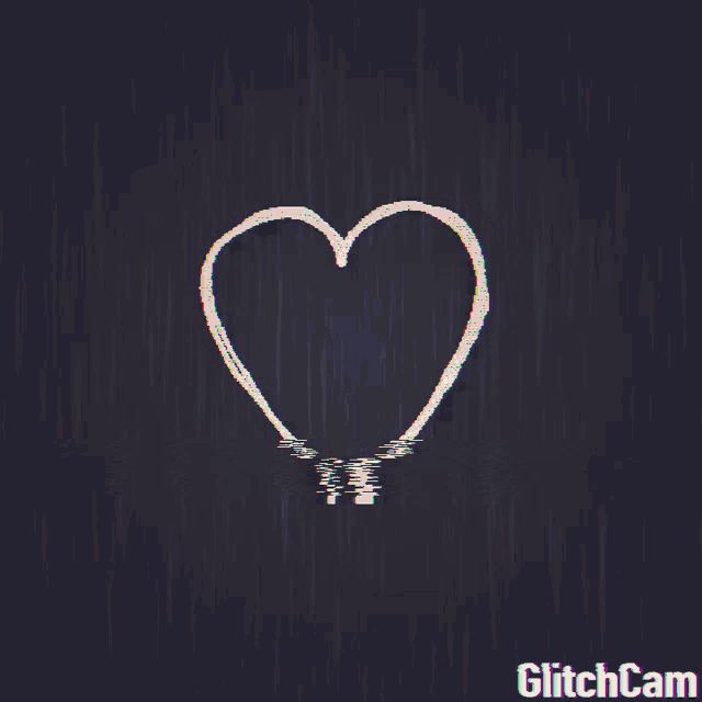a drawing of a broken heart with the words glitchcam underneath it