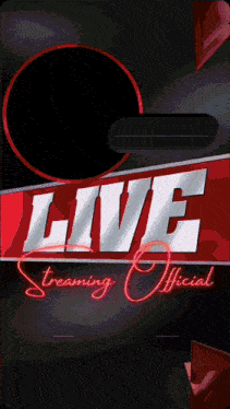 a sign that says live streaming official with a circle in the middle