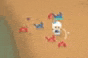 a blurry picture of a car driving down a dirt road with crabs .