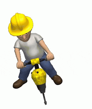a construction worker wearing a yellow hard hat is using a yellow drill