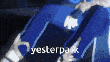 a blue background with the word yesterpark in white