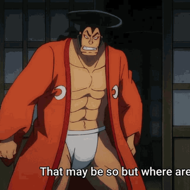 a cartoon character with the words that may be so but where are above him