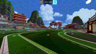 a rocket league game is being played with a score of 1-0