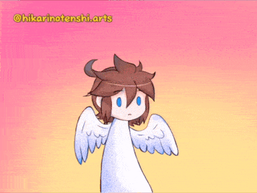 a drawing of a boy with wings and the words @hikarinotenshi.arts on the bottom