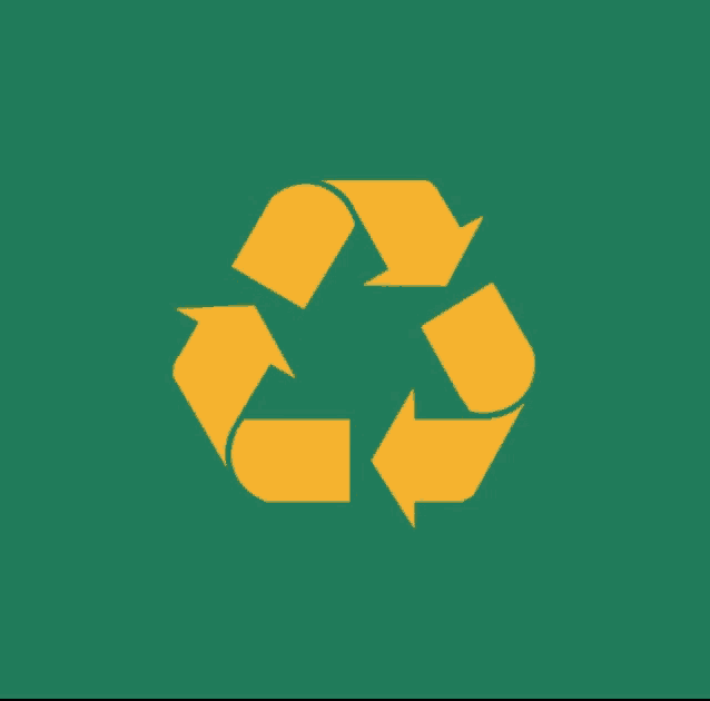 a green background with a yellow triangle with arrows around it