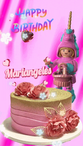 a birthday card for martangeles with a pink unicorn