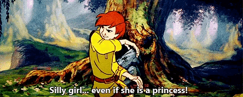 a cartoon character says silly girl even if she is a princess ..