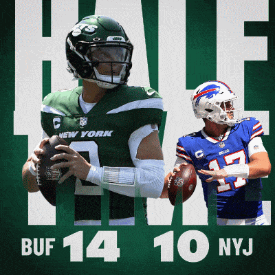 a poster for a football game between the new york jets and buffalo bills
