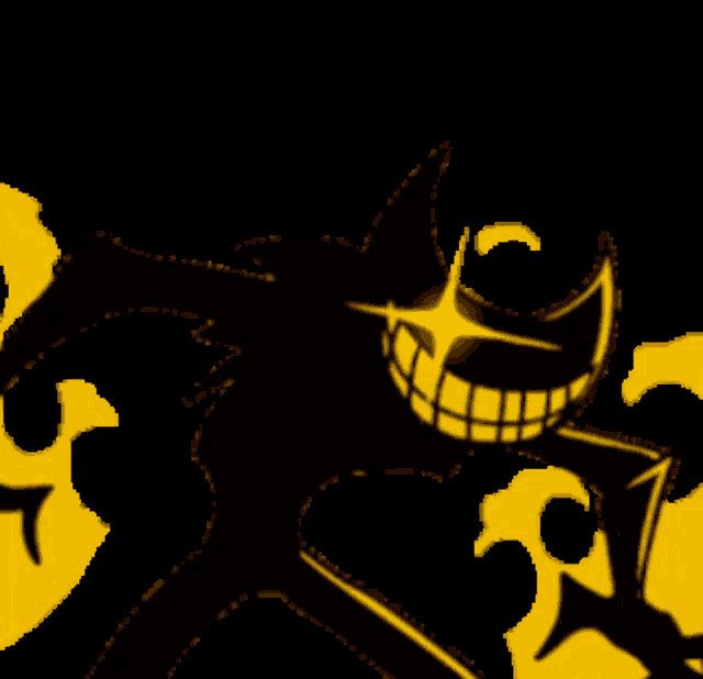 a pixel art drawing of a cartoon character with a big smile