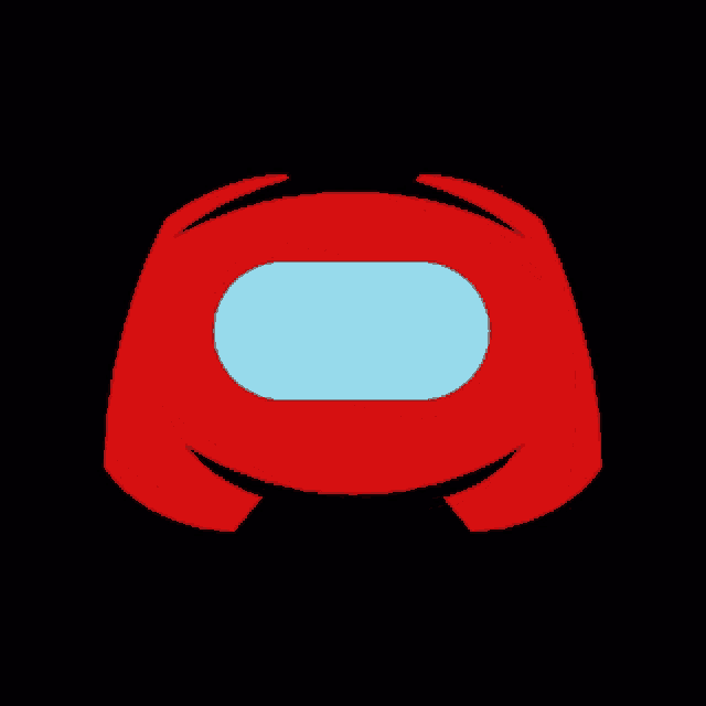 a red among us character with a white circle in the middle