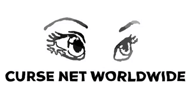 a logo for curse net worldwide with two eyes on it