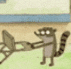 a cartoon raccoon is standing next to a squirrel on a grassy field .