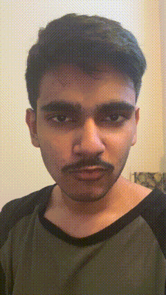 a man with a mustache is wearing a black and green shirt