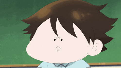 a cartoon drawing of a boy with a very angry look on his face