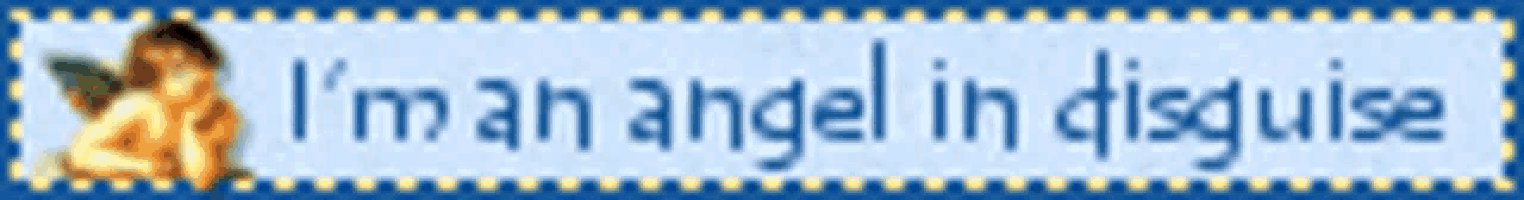 a sign that says " i 'm an angel in disguise " on it