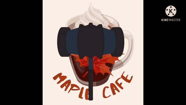 a logo for the maple cafe shows a cup of coffee