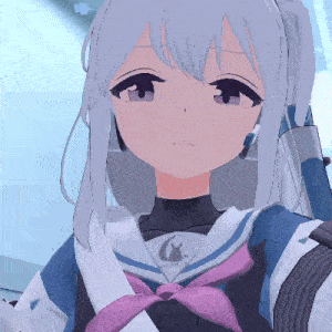 a close up of a anime girl with a bunny on her shirt