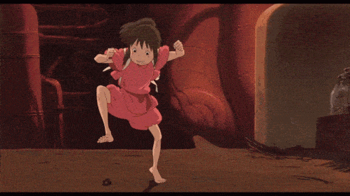 a girl in a pink shirt is making a face in a cartoon
