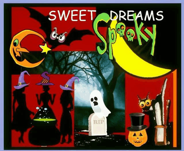 a collage of halloween images with the words sweet dreams spooky