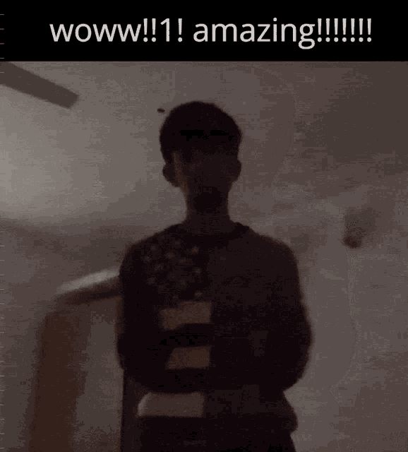 a black and white photo of a person with the words wow !! amazing !!!