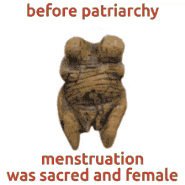 a picture of a rock with the words " before patriarchy menstruation was sacred and female " below it