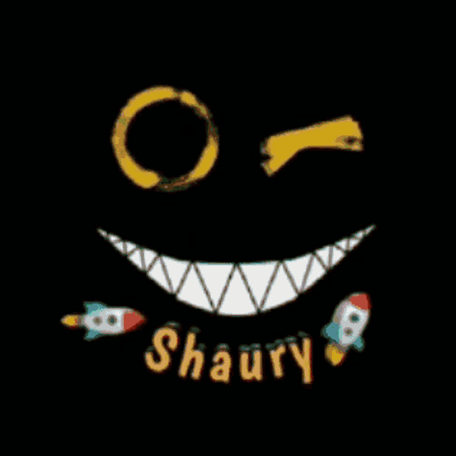 a smiley face with the name shaury written below it