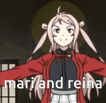 a picture of a girl with the words mari and reina