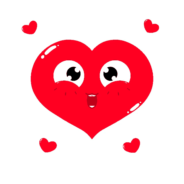 a cartoon illustration of a red heart with a face