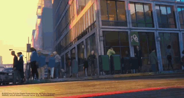 a building with a green sign that says ' sony pictures digital productions inc all rights reserved ' on it