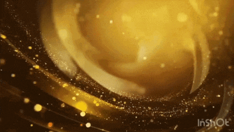 a gold background with a swirl and sparkles and the words inshot on the bottom