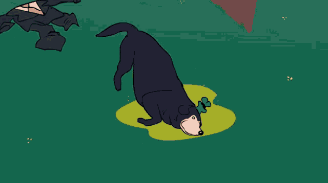 a cartoon drawing of a dog laying on its back