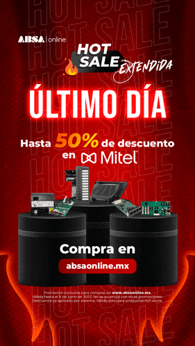 an advertisement for hot sale extendida with a 50 % discount on mitel
